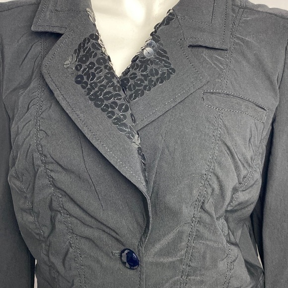Dnky Jeans Stretch Embellished Lapel Collar Black Long Sleeve Blazer Size Medium - Picture 6 of 17